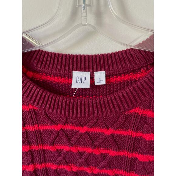 Gap Striped Pullover Cotton Heavy Sweater Red Size Small NEW with tags - Picture 5 of 8